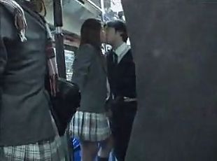 Japanese couple had heavy petting in the bus!